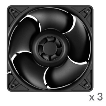 Arctic Gmbh S12038-4K serveriniai ventiliatoriai, 120 mm, 3 vnt., juodi