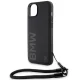BMW dėklas iPhone 15 / 14 / 13 telefonams, Signature Leather Wordmark Cord, juodas
