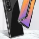 Dėklas telefonui Samsung Galaxy Z Fold 4 Plating Case su metalizuotu rėmeliu, mėlynas