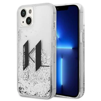 Karl Lagerfeld Liquid Glitter Big KL Case for iPhone 14 / 15 / 13 6.1", Silver