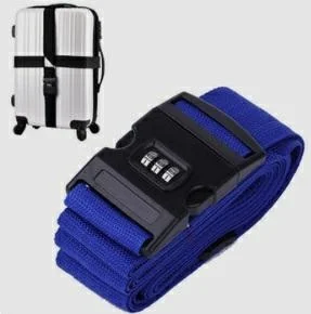 Luggage Security Strap with Combination Lock and ID Tag, Blue