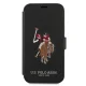 Apple iPhone 12 / 12 Pro 6.1\" US Polo Embroidery Collection Book Case Cover (USFLBKP12MPUGFLBK), Black
