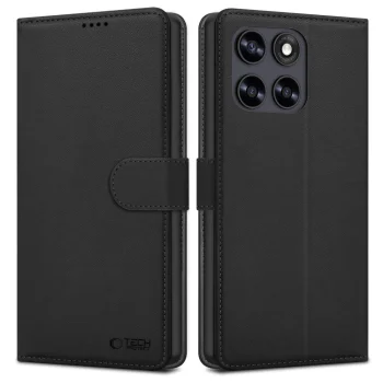Atverčiamas dėklas Tech-Protect Wallet modeliui Motorola Moto G67 / G77, juodas