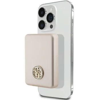 Guess MagSafe 4G Strassed Metal Logo išorinė baterija 5000mAh, auksinė