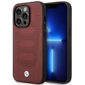 BMW Leather Seats Pattern MagSafe Dėklas iPhone 14 Pro, Bordo