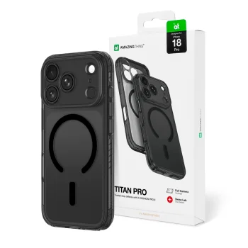 Dėklas AmazingThing Titan Pro Lens telefonui iPhone 18 Pro su MagSafe, juodas