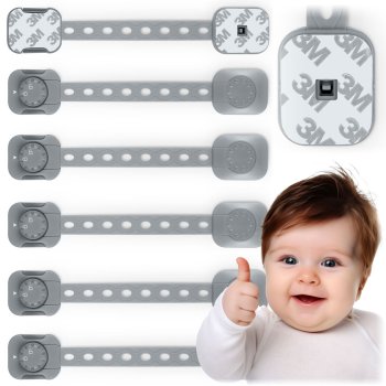 Ricokids Child Safety Cabinet Locks 798201, 6 Pack, Grey