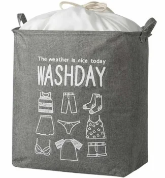 Foldable laundry basket with handles, 70L, grey