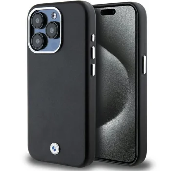 BMW Signature Wrapped Metal MagSafe dėklas telefonui iPhone 15 Pro, juodas