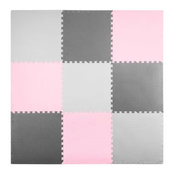 Ricokids putplasčio dėlionės kilimėlis 738234, 180x180 cm, 9 vnt., pilkas/rožinis