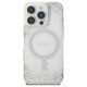 Guess Resin Gradient Glitter MagSafe dėklas telefonui iPhone 16 Pro, sidabrinis