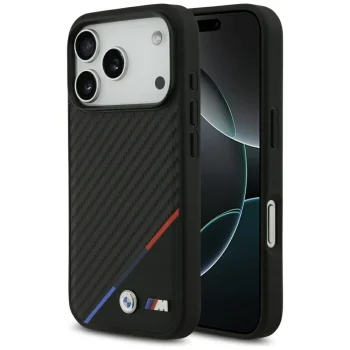 BMW M Carbon Tricolor Line MagSafe dėklas iPhone 17 Pro, juodas