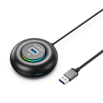 Orico YXR4-U3 RGB USB hubas 4 portų su garso jungtimi, 1.8m, juodas