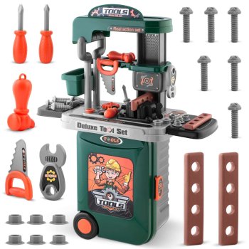 Ricokids 772300 Kids Workbench 3-in-1 Tool Set, Green