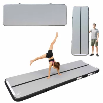 Pripučiamas gimnastikos kilimėlis Air Track 300 x 100 x 10 cm su pompa, pilkas