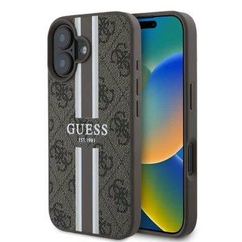 Guess 4G Printed Stripes MagSafe Case for iPhone 16 Plus - Brown