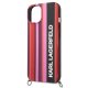 Karl Lagerfeld Color Stripes Strap dėklas su dirželiu iPhone 14, rožinis