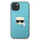 Karl Lagerfeld dėklas iPhone 13 mini su eko oda Ikonik Karl\'s Head, mėlynas