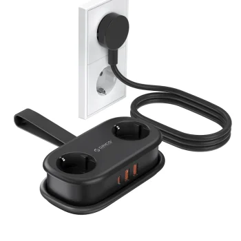 Orico AP3 20W GaN 5in1 Power Strip 2x AC + 2x USB-A + 1x USB-C - Black