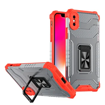 Crystal Ring Case dėklas iPhone XS Max su žiedo laikikliu ir stovu, raudonas