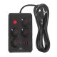 Ilgintuvas Maclean MCE393 B, 4 lizdai, 3x USB, 2500 W, 3 m, juodas