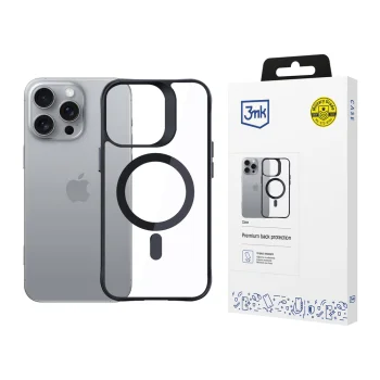 3MK Satin Armor MagCase dėklas, skirtas iPhone 16 Pro, skaidrus / juodas