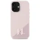 Karl Lagerfeld dėklas iPhone 16 telefonui Silicone Shadow Metal Initial MagSafe, rožinis
