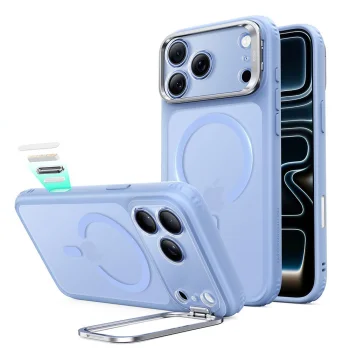 ESR Classic Hybrid Kickstand MagSafe dėklas telefonui iPhone 18 Pro / 17 Pro, matinis šviesiai mėlynas