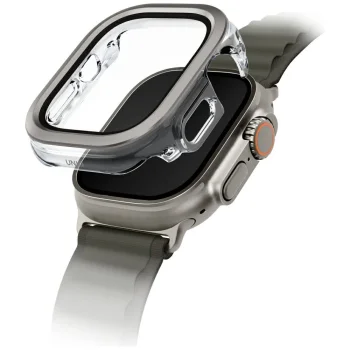 Uniq Voute dėklas su stiklu Apple Watch Ultra 49 mm, sidabrinis