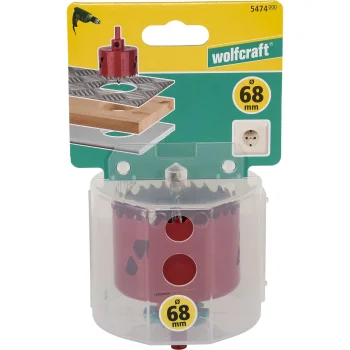 Bimetalinis karūninis grąžtas Wolfcraft 68 mm rozetėms