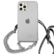Guess dėklas iPhone 12 Pro Max su 4G grandinėle, skaidrus