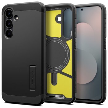 Spigen Tough Armor Mag dėklas Samsung Galaxy S25 FE, juodas ir geltonas