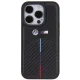 BMW dėklas iPhone 15 Pro telefonui Stamped Tricolor Stripe, juodas
