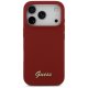 Guess Silicone Script Metal Logo MagSafe dėklas iPhone 17 Pro, raudonas