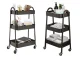 3-Tier Metal Utility Cart on Wheels, Rolling Storage Shelf, Black