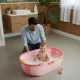 ECOTOYS sulankstoma kūdikių vonelė su temperatūros jutikliu, rožinė