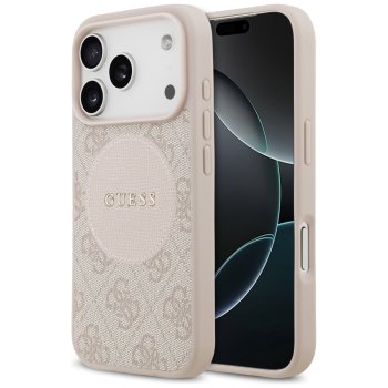 Guess dėklas iPhone 17 Pro telefonui 4G Circle Classic Logo MagSafe, rožinis