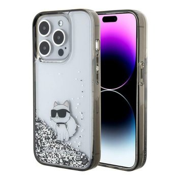 Karl Lagerfeld dėklas iPhone 15 Pro Max telefonui Liquid Glitter Choupette