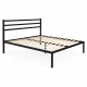 Metalinė lova 190x200 cm su grotelėmis ir galvūgaliu ModernHome, juoda