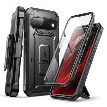 Dėklas Supcase Unicorn Beetle Pro telefonui Google Pixel 11 Pro su diržo laikikliu, juodas