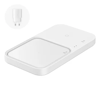 Samsung Wireless Charger Duo 15W belaidis įkroviklis su adapteriu, baltas