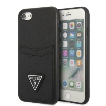 Guess GUHCI8PSATPK Saffiano Triangle dėklas iPhone 7/8/SE juodas