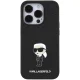 Karl Lagerfeld iPhone 15 Pro dėklas Glitter Ikonik Metal Logo, juodas