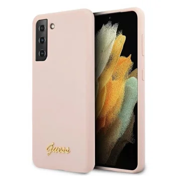 Guess GUHCS21MLSLMGLP S21+ G996 pink/pink hardcase Silicone Script Metal Logo