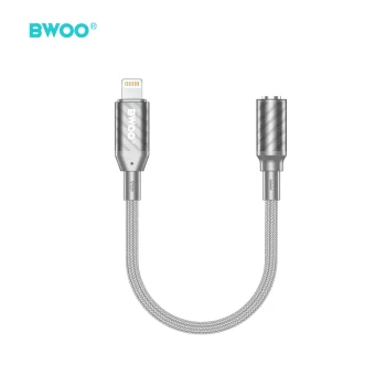 BWOO BZ66 garso adapteris iš Lightning į 3.5 mm, pilkas