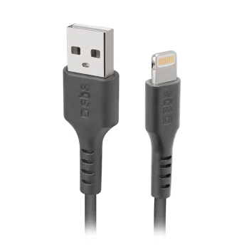 SBS USB-A to Lightning laidas 1 m (MFi sertifikuotas), juodas