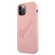 Guess iPhone 12 Pro Max dėklas Silicone Vintage Script, rožinis