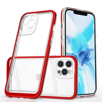 Case for iPhone 12 Pro Hybrid Armor Clear 3 in 1, Red