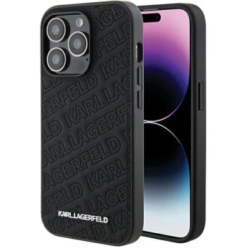 Karl Lagerfeld Quilted K Pattern Case for iPhone 15 Pro, Black