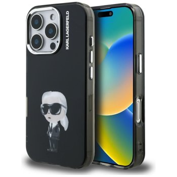 Karl Lagerfeld IML Aquarelle Karl & Logo MagSafe dėklas iPhone 16 Pro Max, juodas